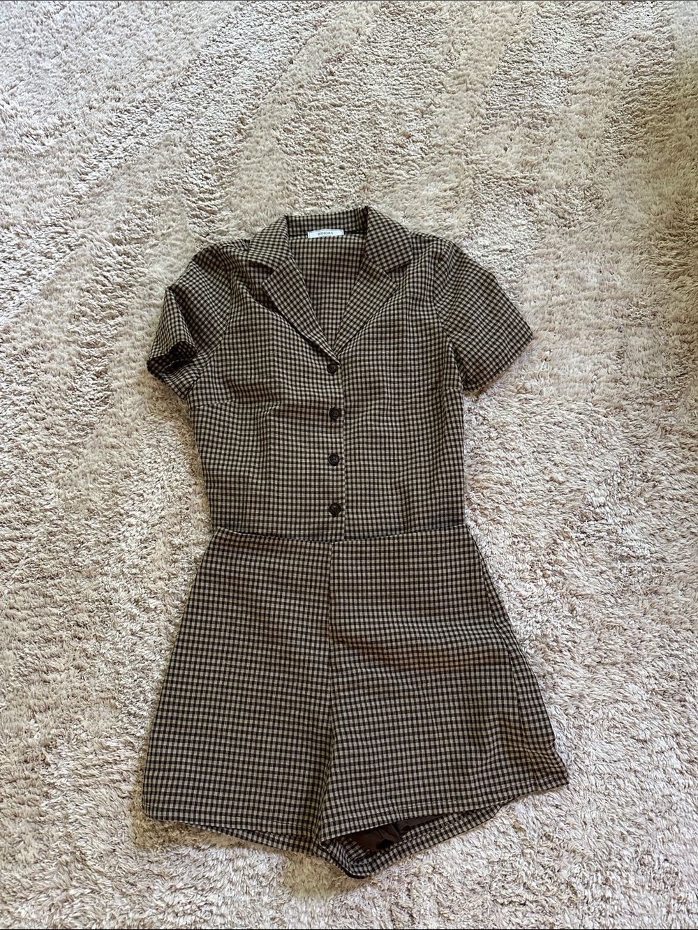 RIHOAS Brown & Black Houndstooth High Waist Shorts Matching Set